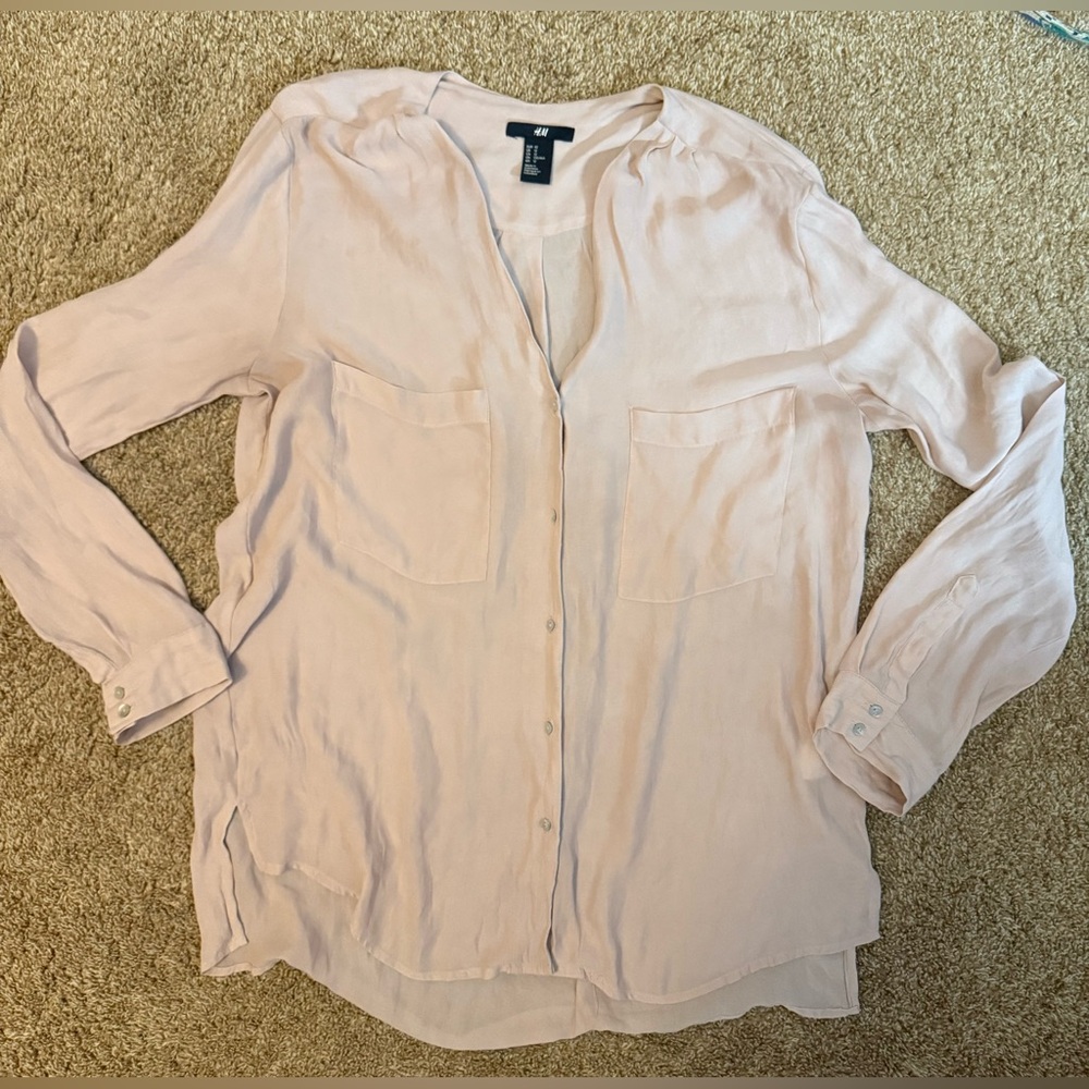 H&M Light Pink Button-Up Blouse